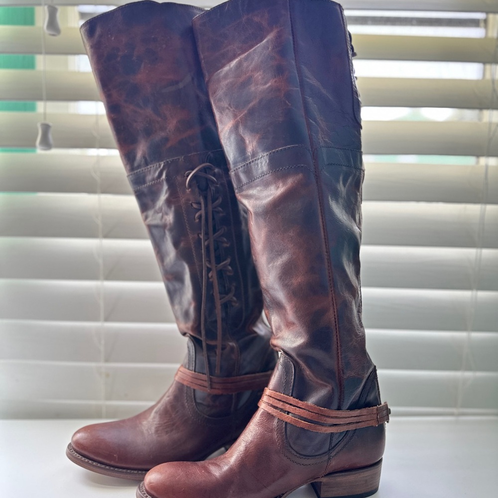 Brown Over the Knee Leather Boots with Classic Silhouette FRYE Union of Angels